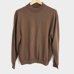 LINEA UOMO Mens Brown‎ Mock Neck Sweater XXL Wool Blend Pullover Lightweight